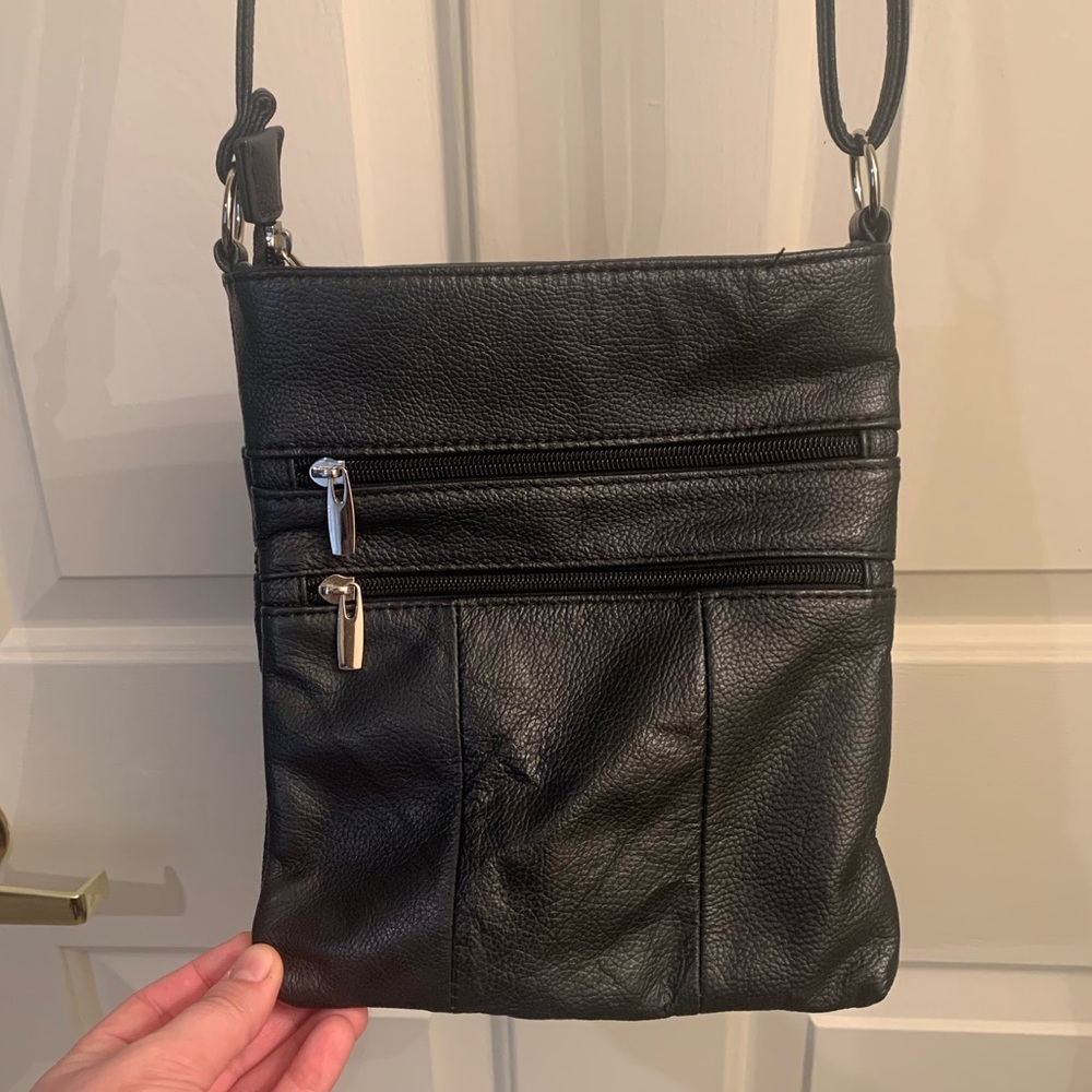 Black Leather Crossbody Bag